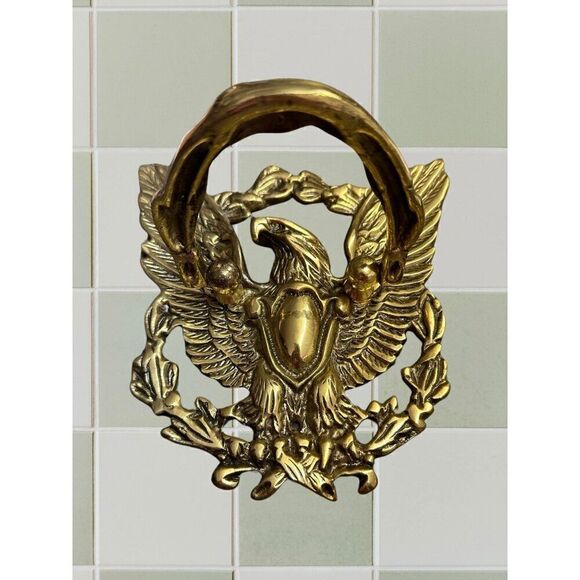Vintage Eagle Crest Shield Cast Metal Door Knocker - Retro Home Decor84 - Picture 3 of 4